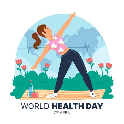 庆祝手绘世界卫生日插图国际医疗保健健康