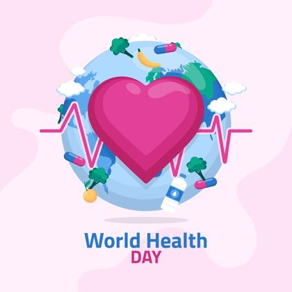 平面设计世界卫生日插图健康庆祝4月7日