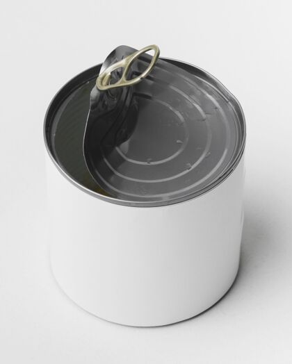 标签顶视图？打开的罐头可以模型罐头食品几何