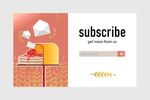 面包店面包店的电子邮件订阅设计邮箱里有美味的煎饼的在线新闻稿模板糕点和糖果的概念模板几何糖果