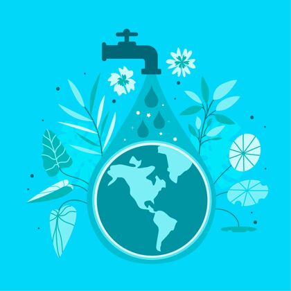 地球世界水日手绘庆典环境世界水日