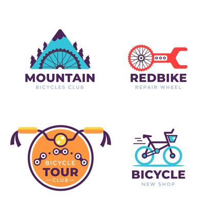 标签线收集粉彩自行车标志平面设计企业标识标语商业标志