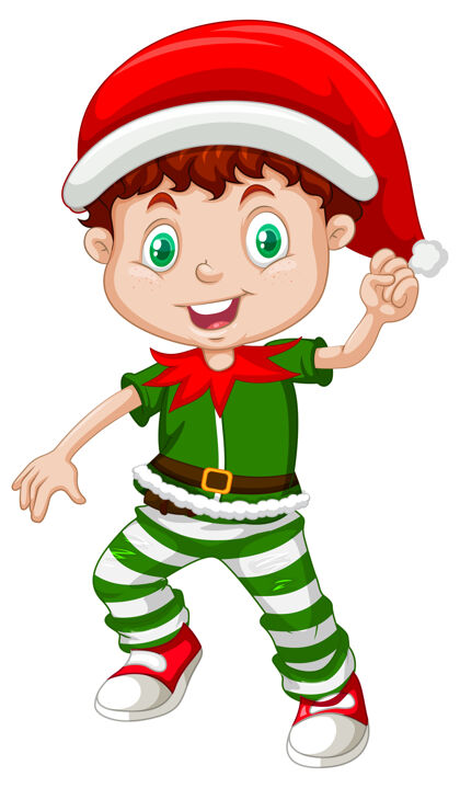享受可爱的男孩穿着圣诞服装卡通人物男人主题欢乐