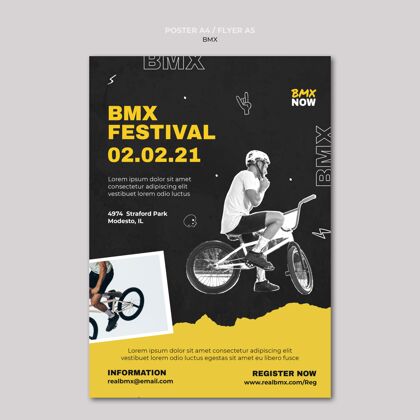 爱好垂直海报bmx自行车与男子和自行车传单打印模板男子