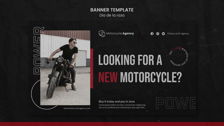 横幅横幅模板摩托车代理与男性车手摩托车商行模板