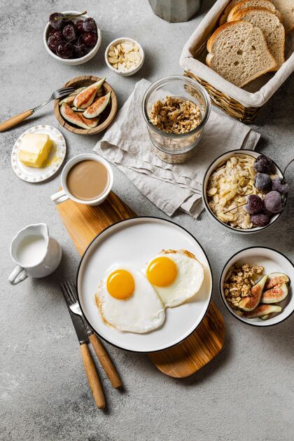 食品俯瞰营养早餐餐组成饮食营养餐桌