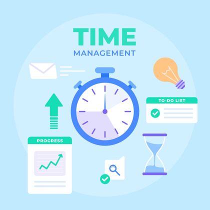生产力平面手绘时间管理插图职业效率时间管理