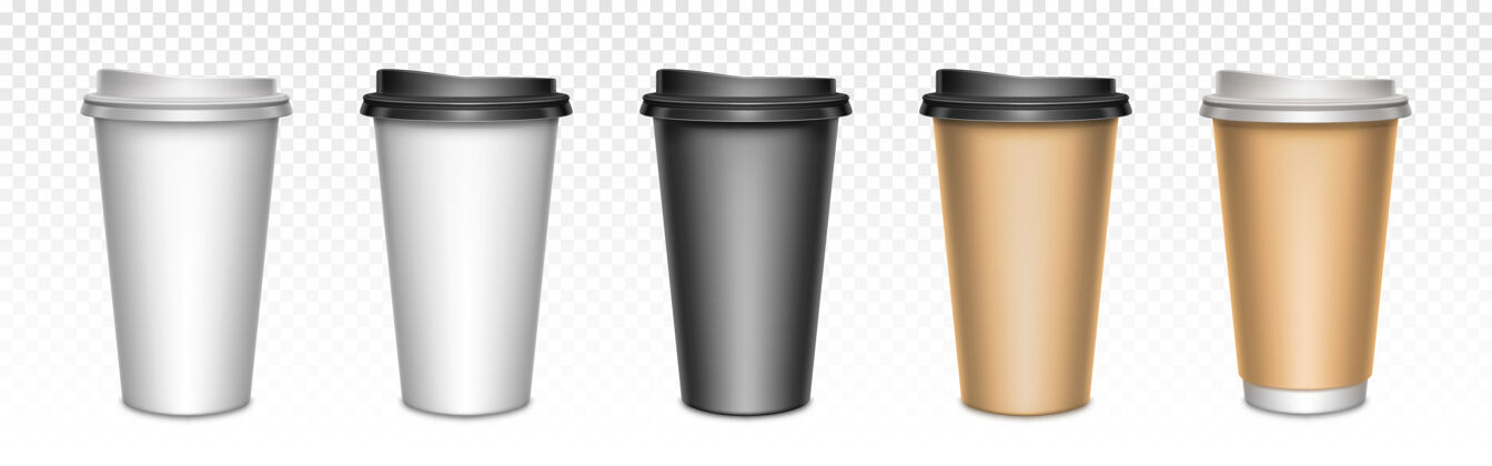 杯子带封闭盖子的咖啡杯 包装热饮料用空白塑料或纸杯 饮料用街头外卖咖啡用具封闭空白模板