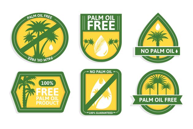 标志扁平棕榈油徽章套装工业健康石油