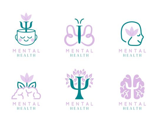 收集现代平面心理健康标志系列公司包装品牌