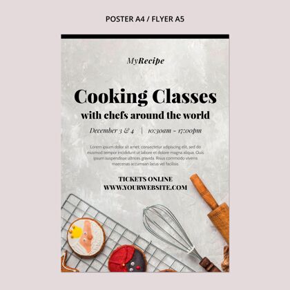 烹饪烹饪课垂直海报模板传单印刷模板食谱