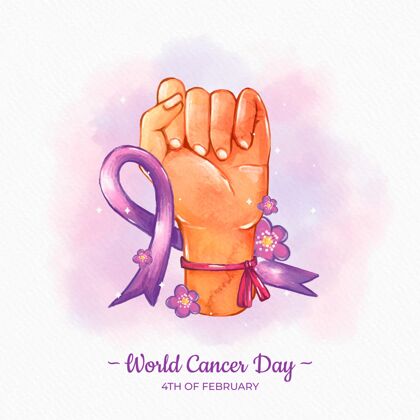 癌症水彩世界癌症日意识一天水彩画