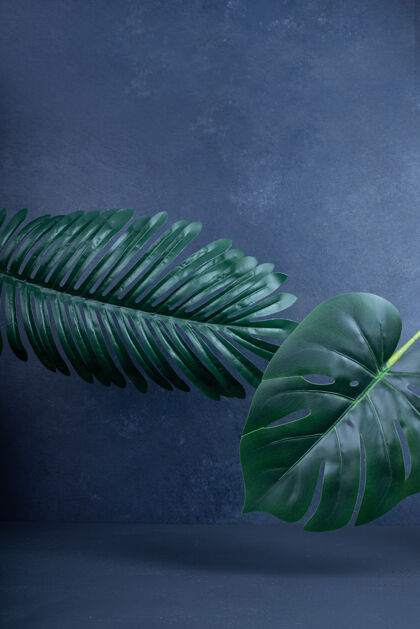 常绿蓝色的人造绿叶假的植物人造的