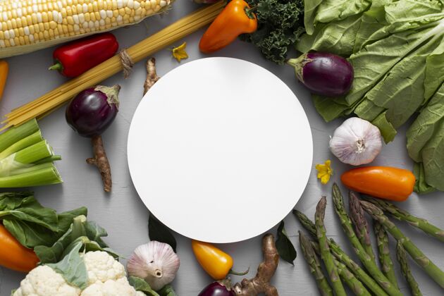 顶部健康蔬菜概念模型俯视图视图健康食品