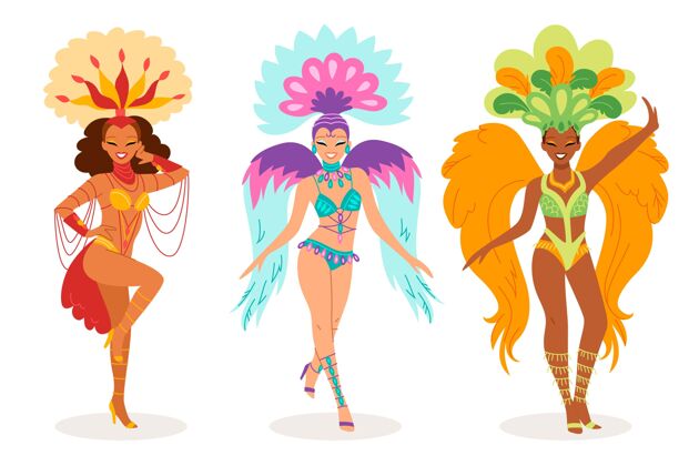 桑巴巴西嘉年华舞者系列插图狂欢节面具