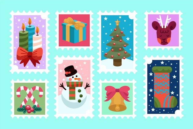 收集手绘圣诞集邮邮票事件绘制
