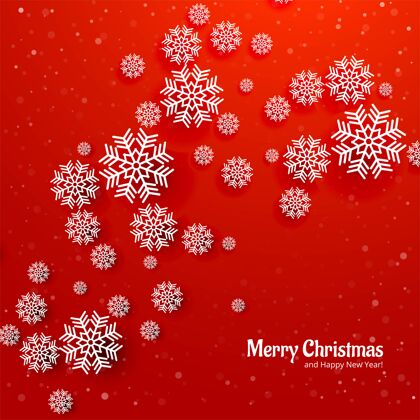 新美丽的圣诞雪片卡红色背景快乐星星年