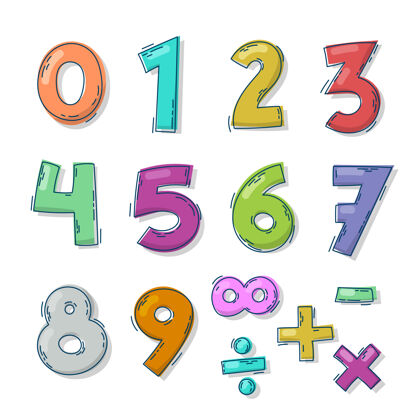 童年手绘数学符号集学校数学符号符号