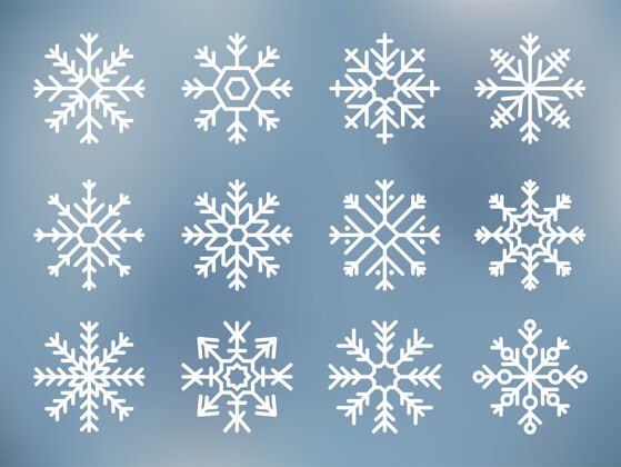 雪收集可爱的雪花图标季节冰装饰