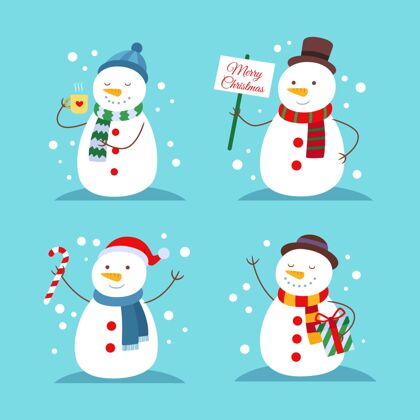 雪人平面设计雪人人物系列快乐节日设计