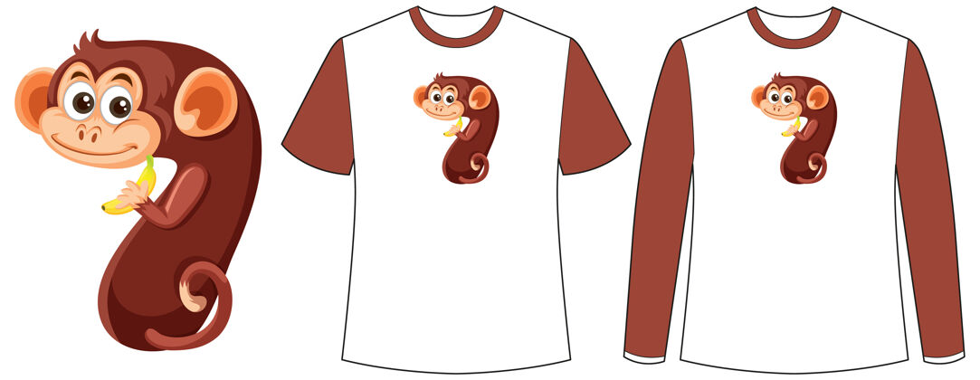 动物一套七号猴子图案的两种衬衫猴子教育数字