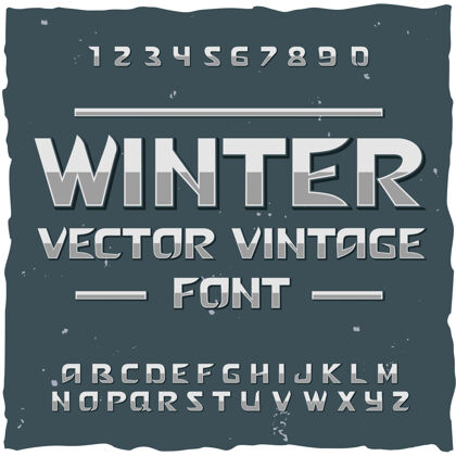图形冬季雪字母与字体可编辑的文字排版类型复古