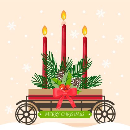 季节平面设计圣诞蜡烛背景节日背景十二月