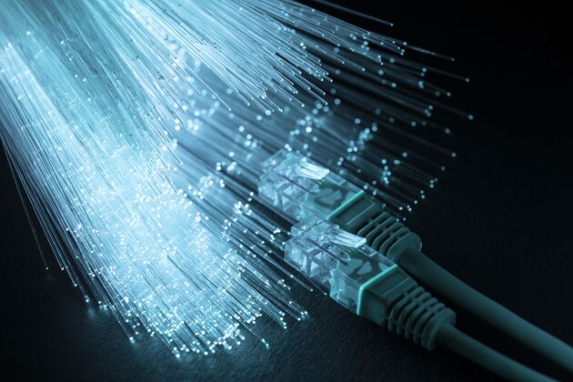 技术带以太网电缆的蓝色光纤一代互联网电信