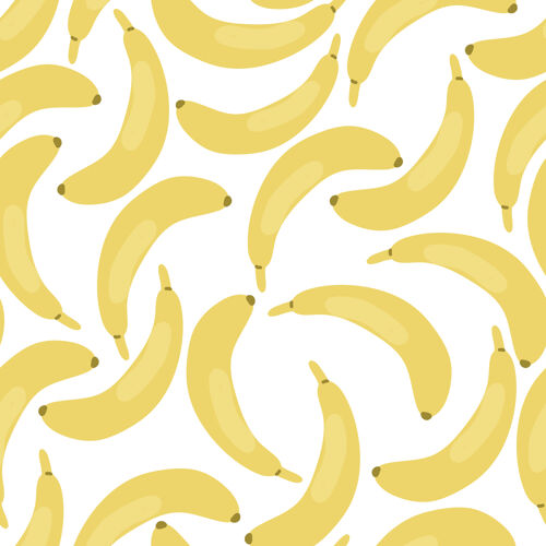 维生素香蕉无缝模式隔离在白色背景上异国情调浆果水果