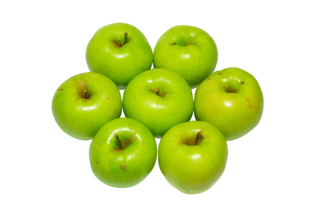 秋天一堆绿苹果孤立在白苹果上营养堆栈新鲜