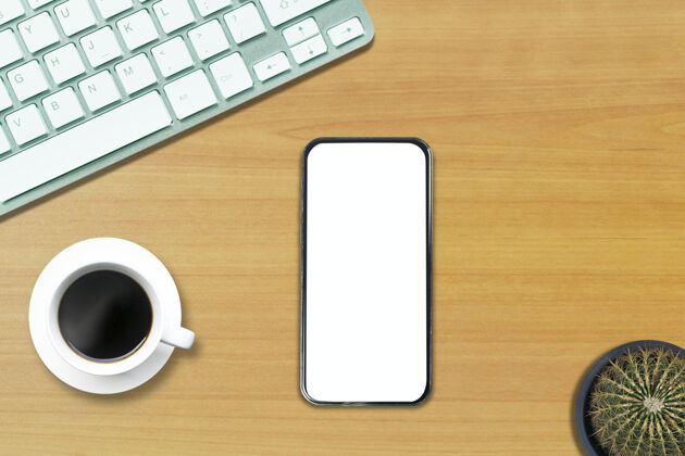 互联网上图为办公室风格白色木地板上的电话电脑笔记本头顶顶视图记事本