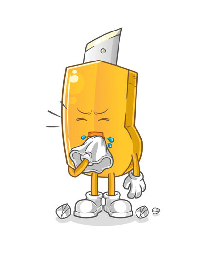 组织有趣的刀吹鼻人物插画设计铁咳嗽不健康