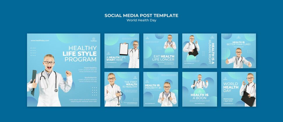 Instagram世界卫生日社交媒体帖子集健康医疗保健模板