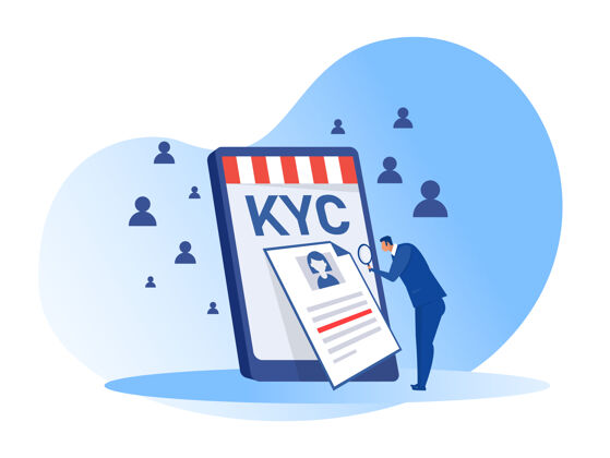 犯罪Kyc或了解您的客户与企业核实其客户的身份概念插画调查文档加密