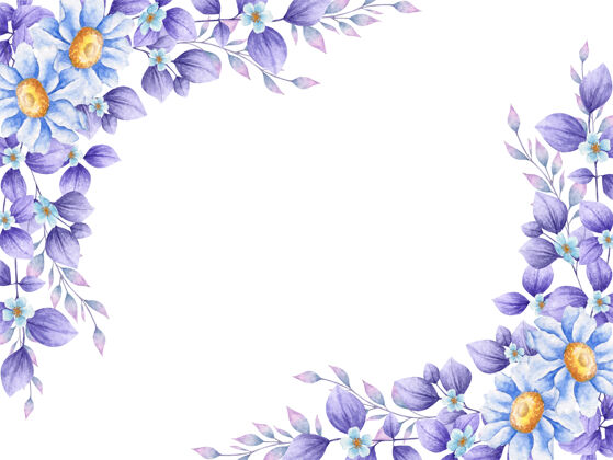 装饰美丽的水彩紫叶背景框架花植物