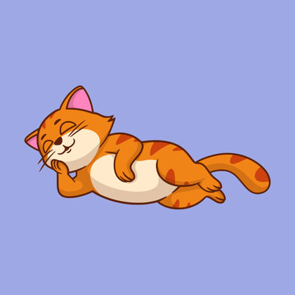 放松卡通动物设计睡猫可爱幼稚动物猫