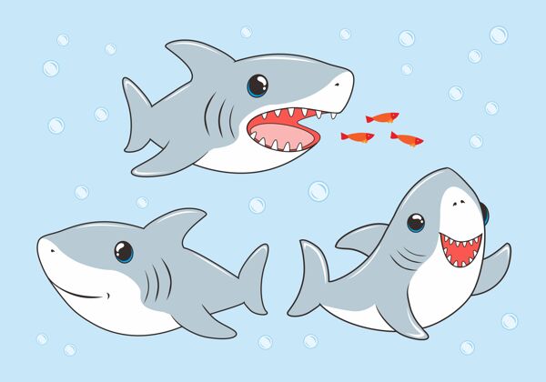 集收集鲨鱼宝宝卡通人物卡通动物