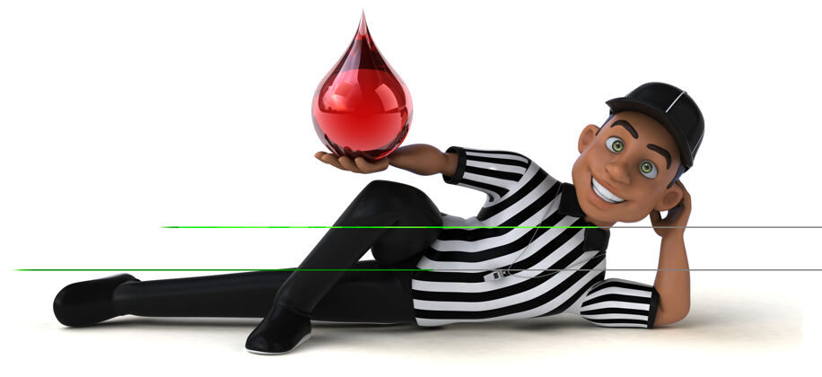 官员美国裁判的有趣插图三维足球血液
