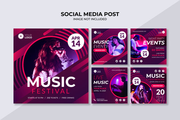 表演音乐节社交媒体instagram帖子模板模板歌手迪斯科