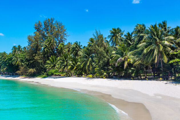 苏梅岛泰国苏梅岛上有棕榈树的热带海滩自然苏梅岛度假村