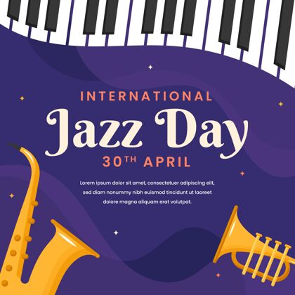 音乐会国际爵士乐日乐器插画音乐节平面活动