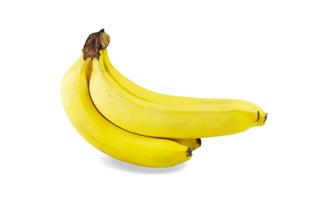栈一束成熟的黄色香蕉孤立的在白色上甜味素食皮肤