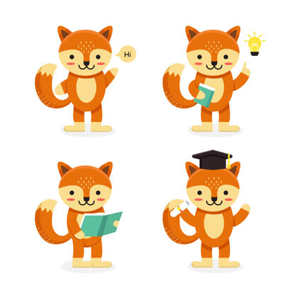 创意可爱的狐狸角色插图教育阅读卡通