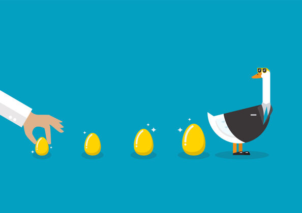 家庭穿金色鸡蛋西装的鹅商业卡通鸭