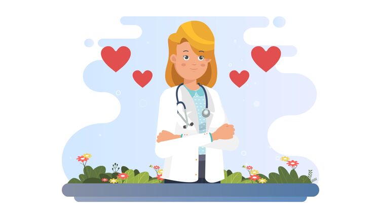 女人国际护士节插画背景护士日网站创意