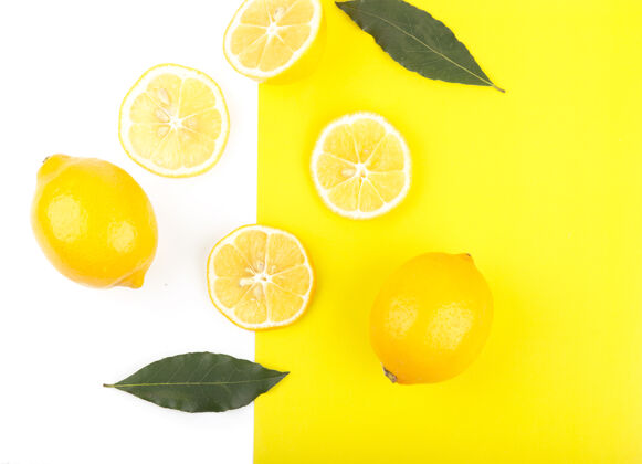 异国情调水果创意布局柠檬扁的下等食物概念明亮有机健康