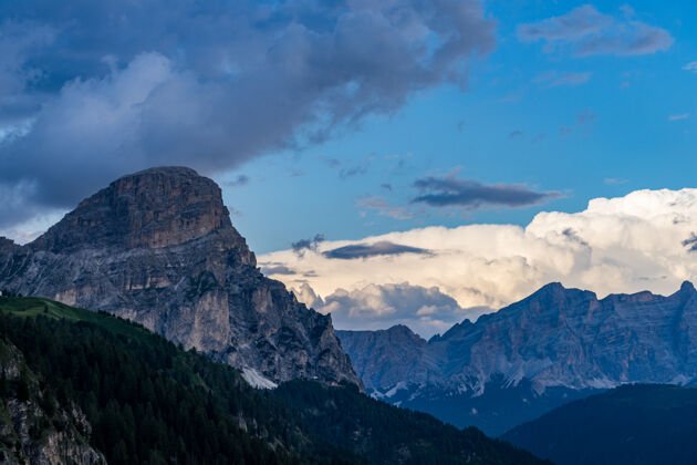山意大利阿尔卑斯山的山景山峰风景风景