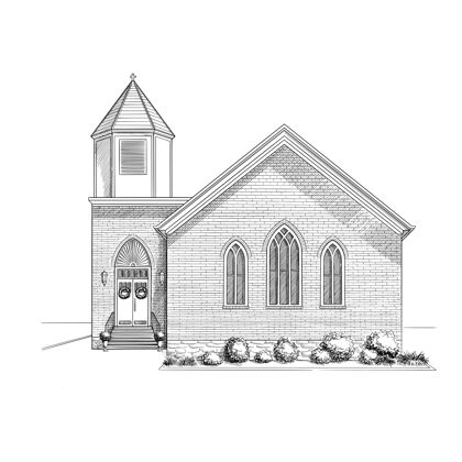 教堂手绘建筑插图设计建筑大教堂素描