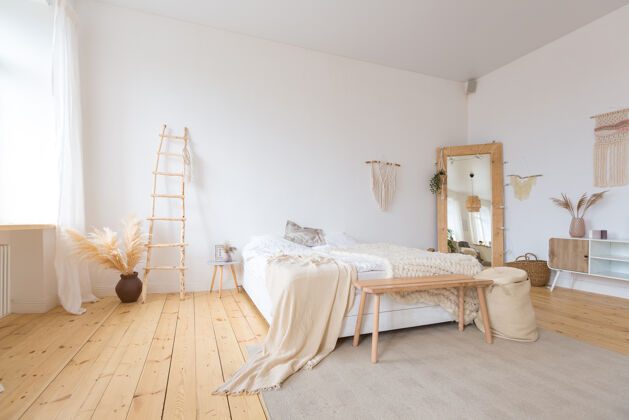 卧室可爱舒适的轻室内设计的公寓室内大家具