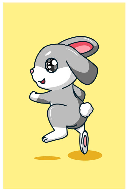 春天跳跃的兔子插图卡通元素兔子